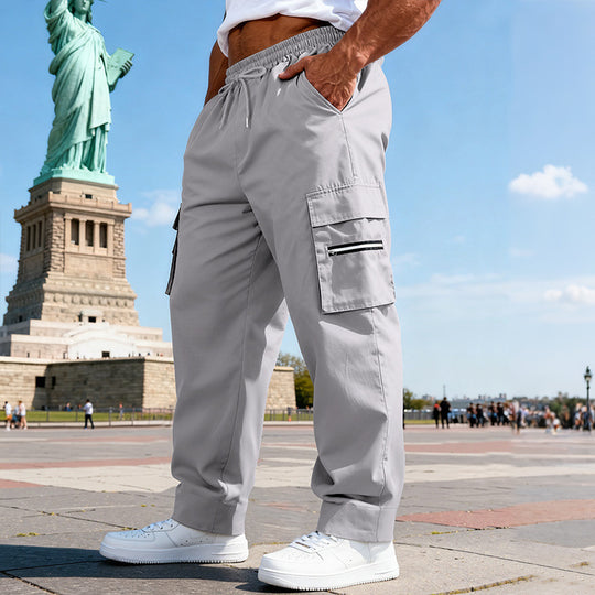 Herren Cargo-Freizeithose mit elastischem Bund, Tunnelzug & Zip-Taschen Shop Nory