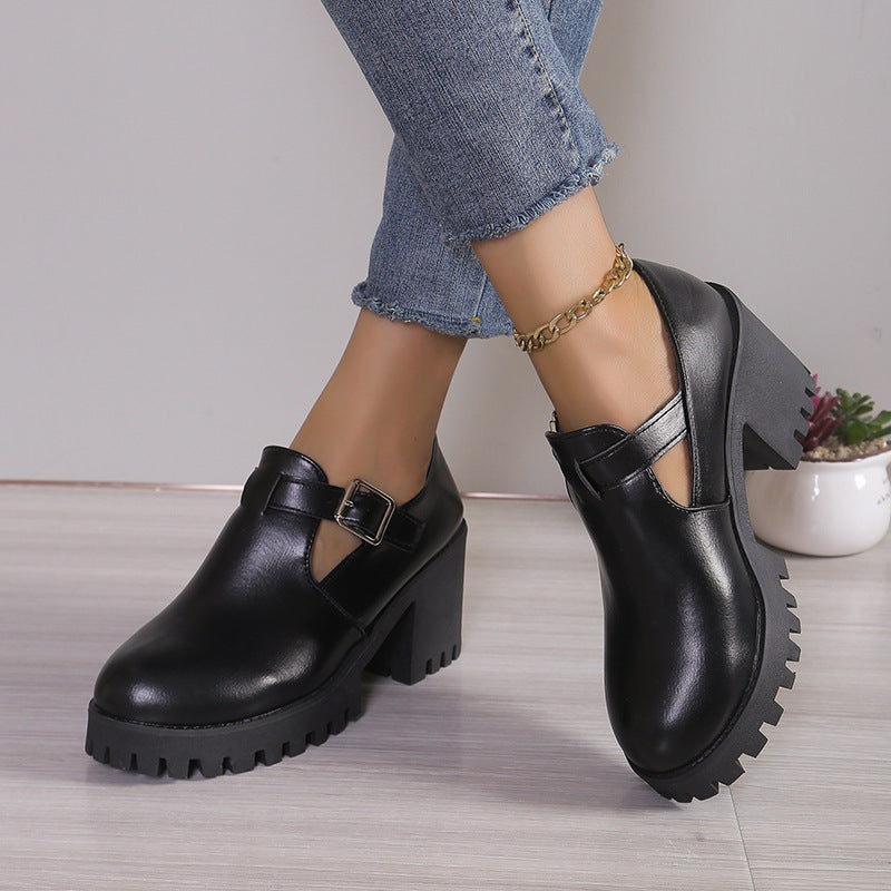 Damen Chunky Heels mit trendiger Schnalle und rutschfester Sohle