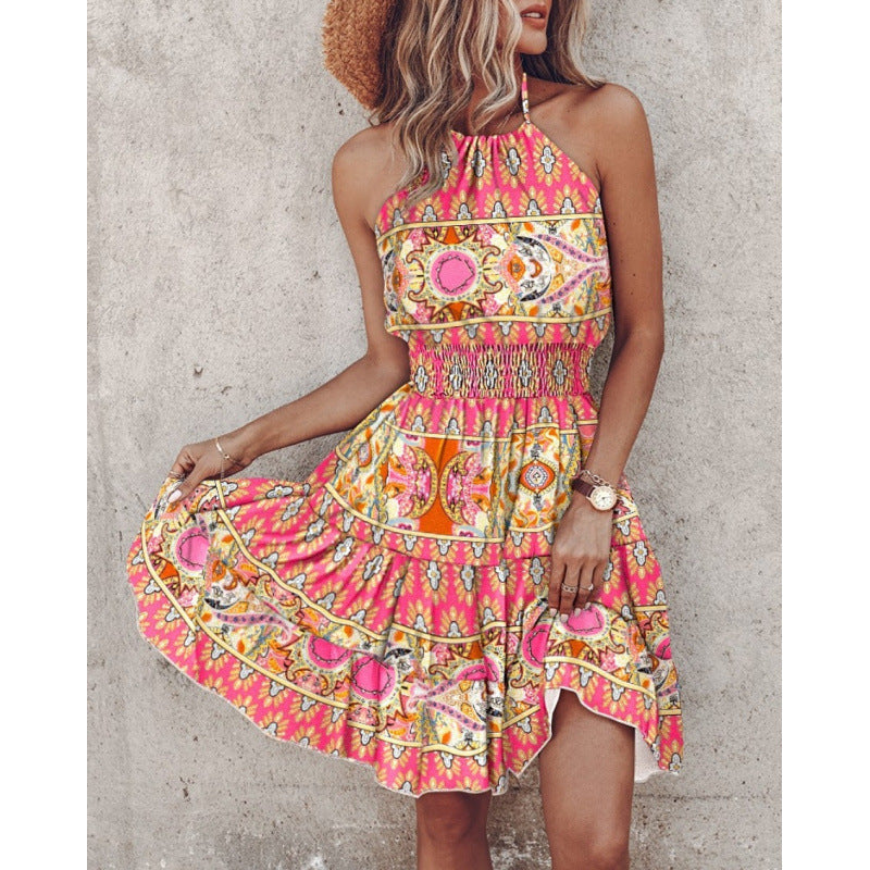 Damen Freizeitkleid mit floralen Druckdetails und Taillengürtel