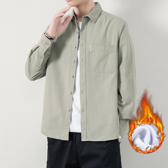 Herren Lässiges Utility-Overshirt aus Canvas mit Brusttasche und verstärkten Nähten Shop Nory
