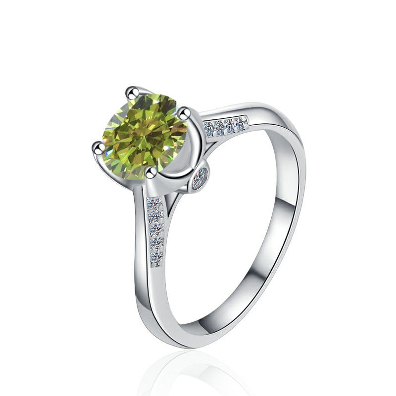 Damen Solitär ring mit strahlendem rosafarbenem Zirkonia und elegantem Besatz Shop Nory