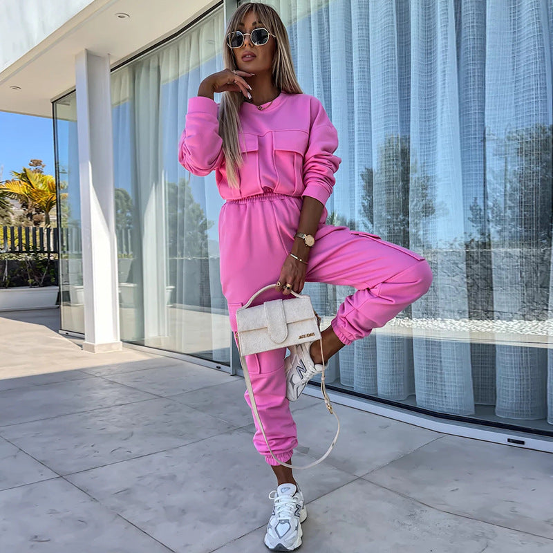 Damen Cargo-Loungewear-Set aus weicher Baumwollmischung mit hoher Taille und aufgesetzten Cargo-Taschen Shop Nory