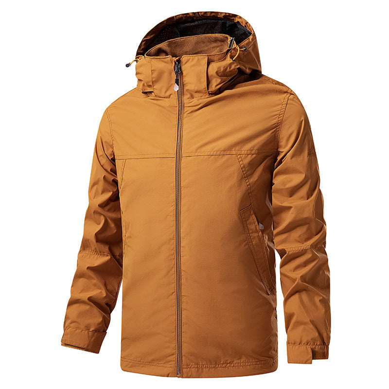 Herren Leichte packbare Regen- und Windjacke mit verstellbarer Kapuze und Mikrofleece-Kragen Shop Nory