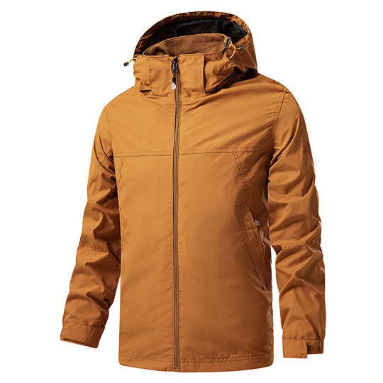 Herren Leichte packbare Regen- und Windjacke mit verstellbarer Kapuze und Mikrofleece-Kragen Shop Nory
