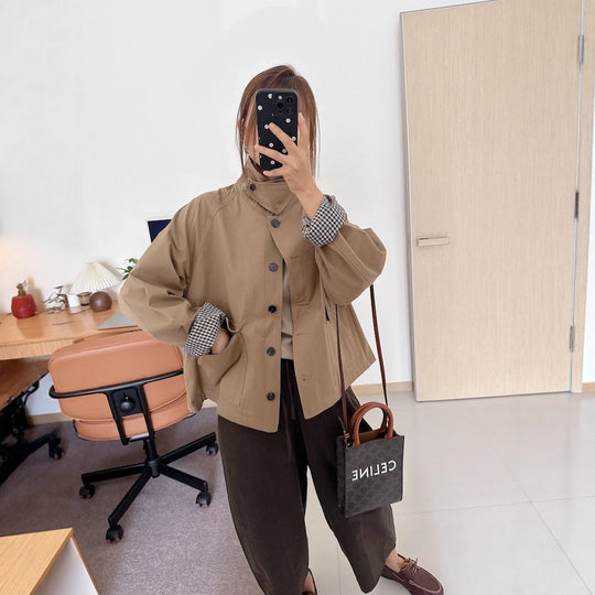 Damen Kurzjacke im Worker-Stil mit Cordkragen und aufgesetzten Pattentaschen Shop Nory