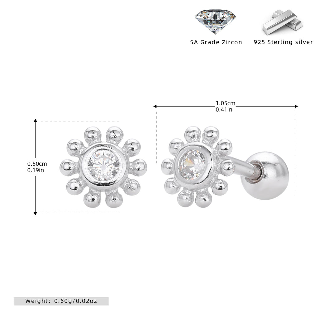 Damen Ohrstecker im floralen Design aus 925 Sterling Silber mit funkelndem Zirkon Shop Nory