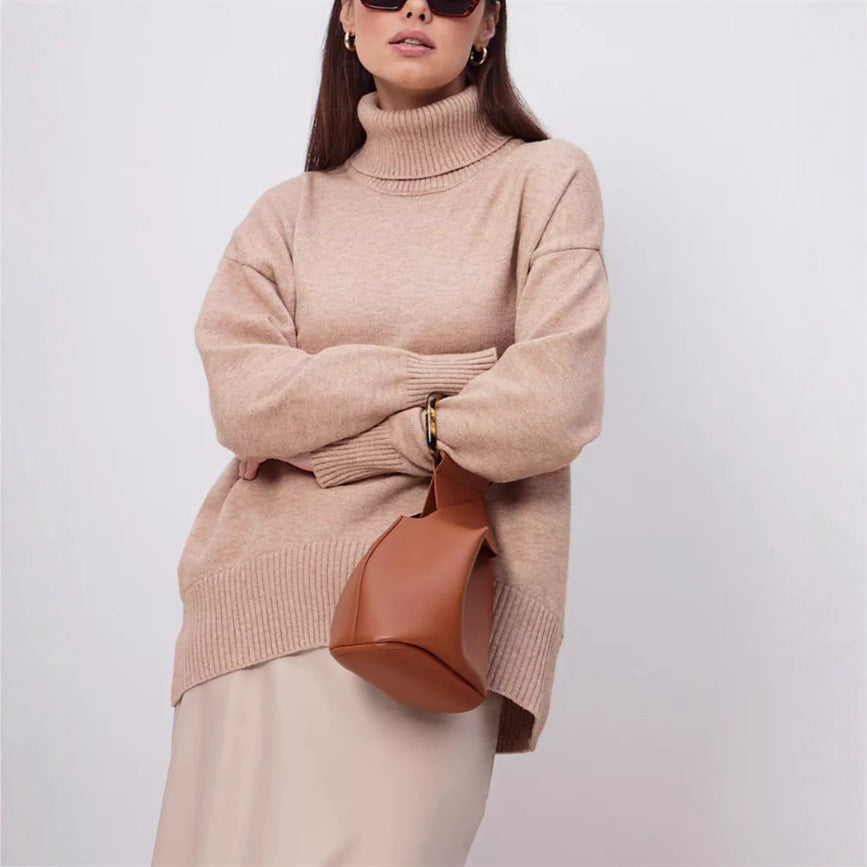 Damen Boxy-Rollkragenpullover aus feinem Feinstrick mit überschnittener Schulter Shop Nory