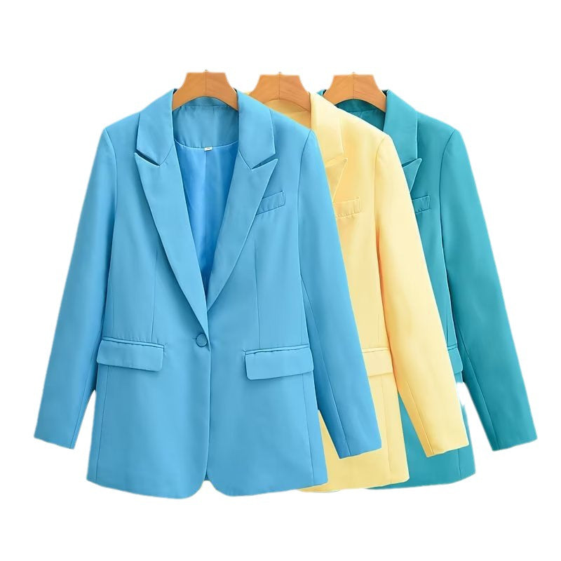 Damen Oversize-Blazer mit fallendem Revers Ein-Knopf-Verschluss und Pattentaschen Shop Nory