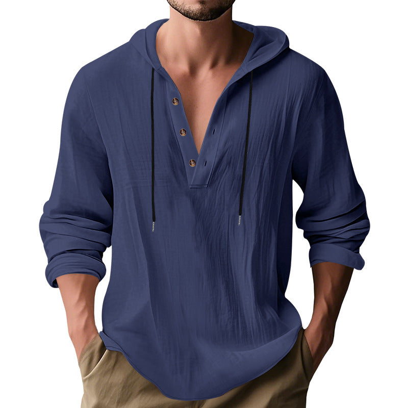 Herren lässiges Langarm-Hoodie mit Knopfleiste und modernem Schnitt