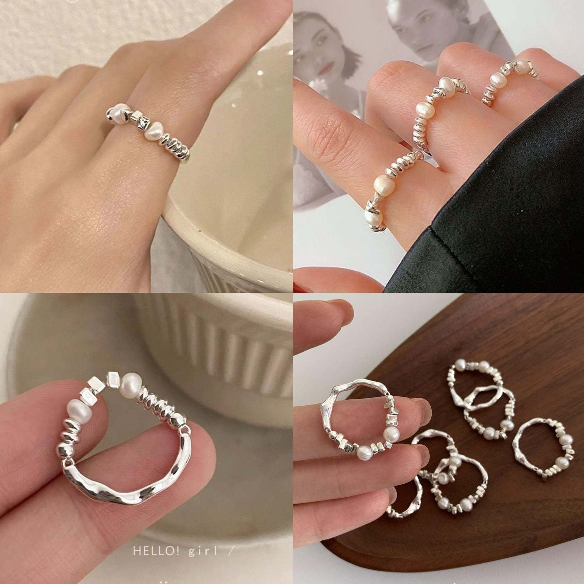 Damen Warenring mit Perlen und strukturiertem Design Shop Nory