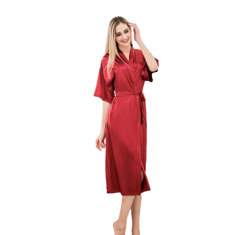 Damen luxuriöser Satin-Bademantel