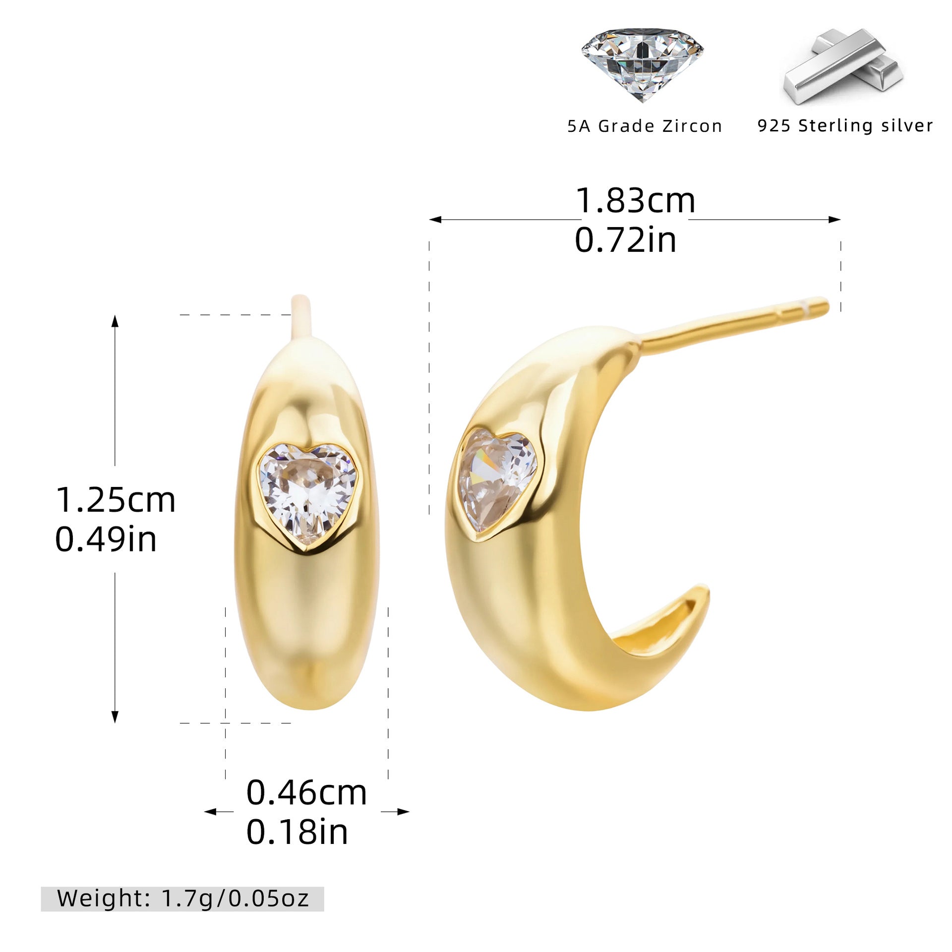 Damen Ohrhänger mit funkelndem Herzen aus hochwertigem 925 Sterling Silber Shop Nory