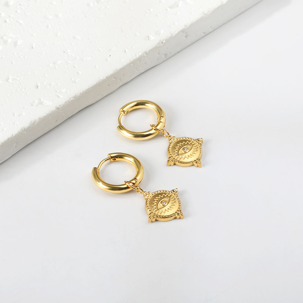 Damen Hängende Ohrringe aus hochwertigem Edelstahl mit kunstvollem goldplattierten Design Shop Nory