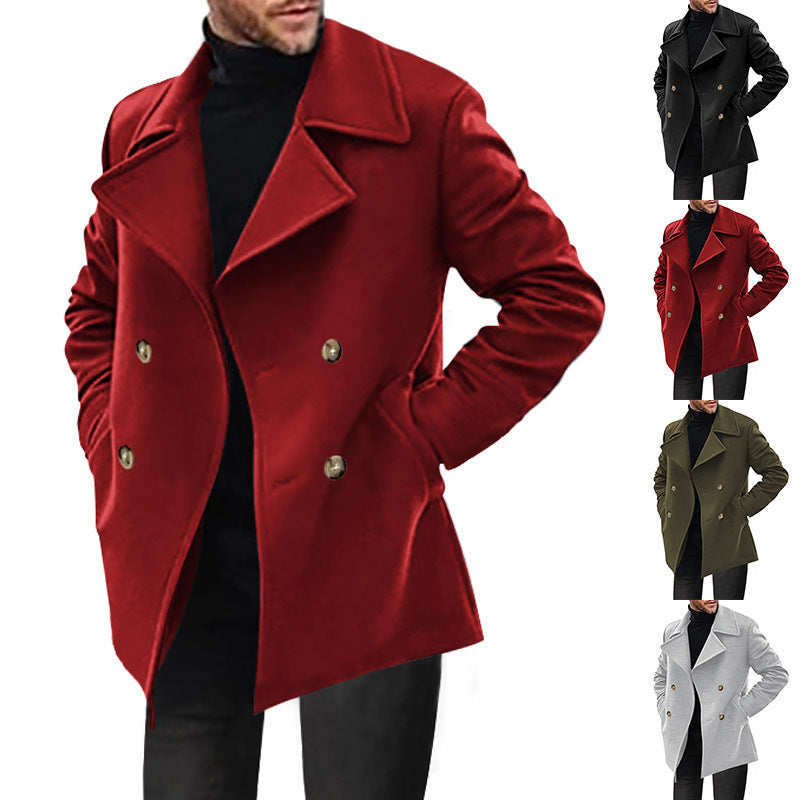 Herren Designer Wollmantel mit doppelter Knopfleiste