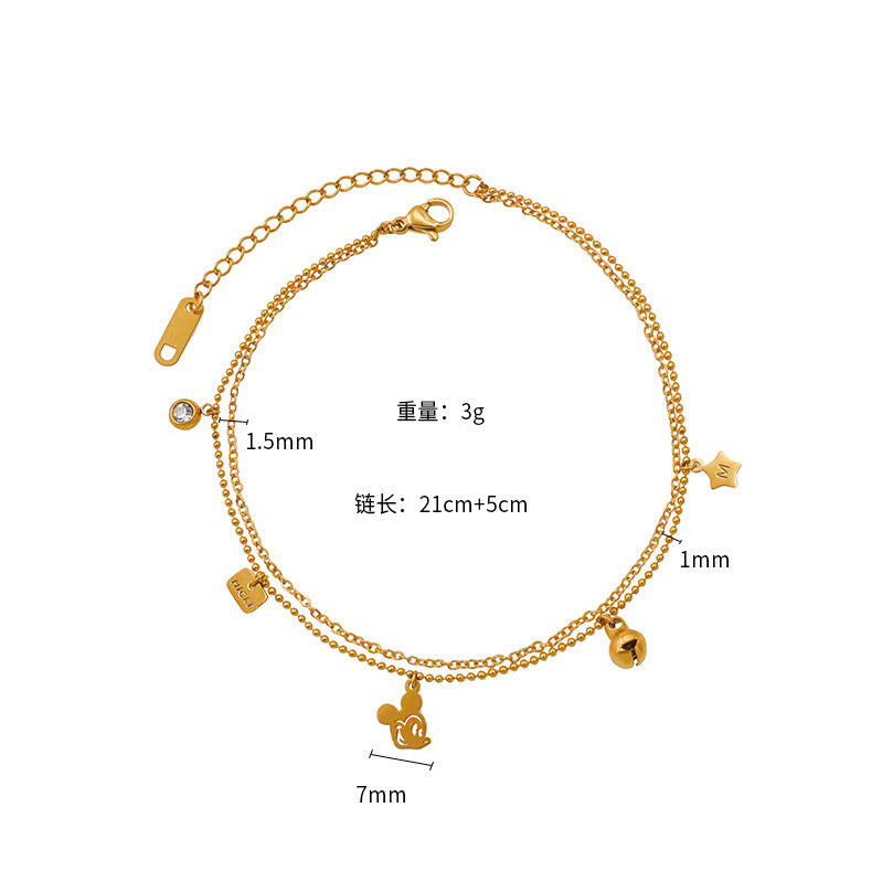 Damen Goldene Doppel-Kette mit verspielten Charms Shop Nory