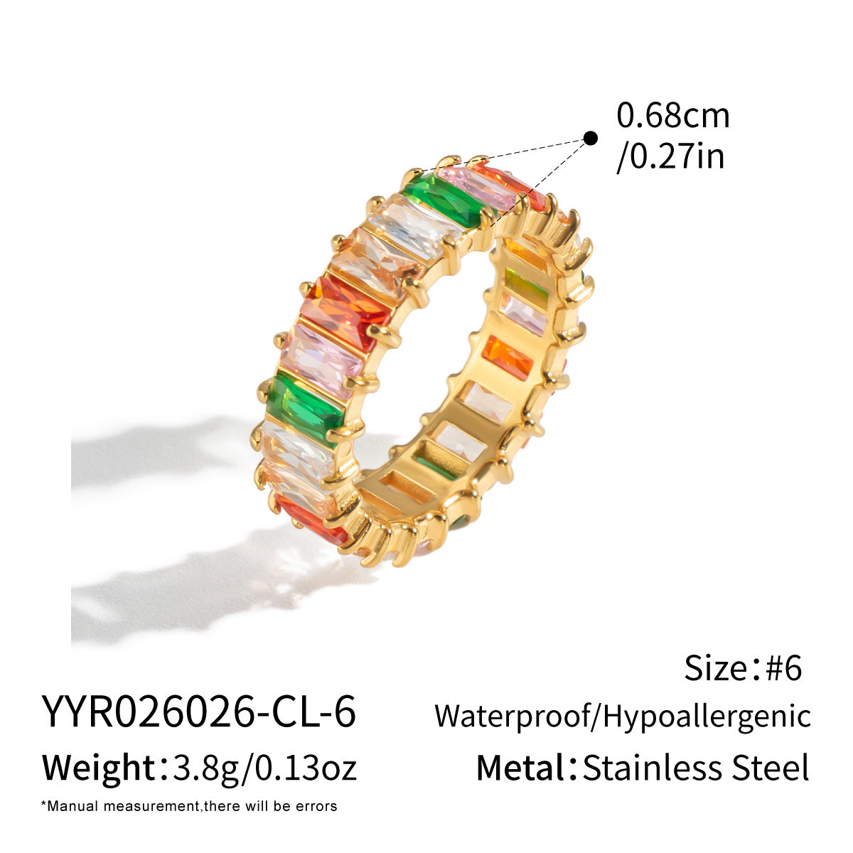 Damen modischer Ring mit buntem Steinbesatz Shop Nory