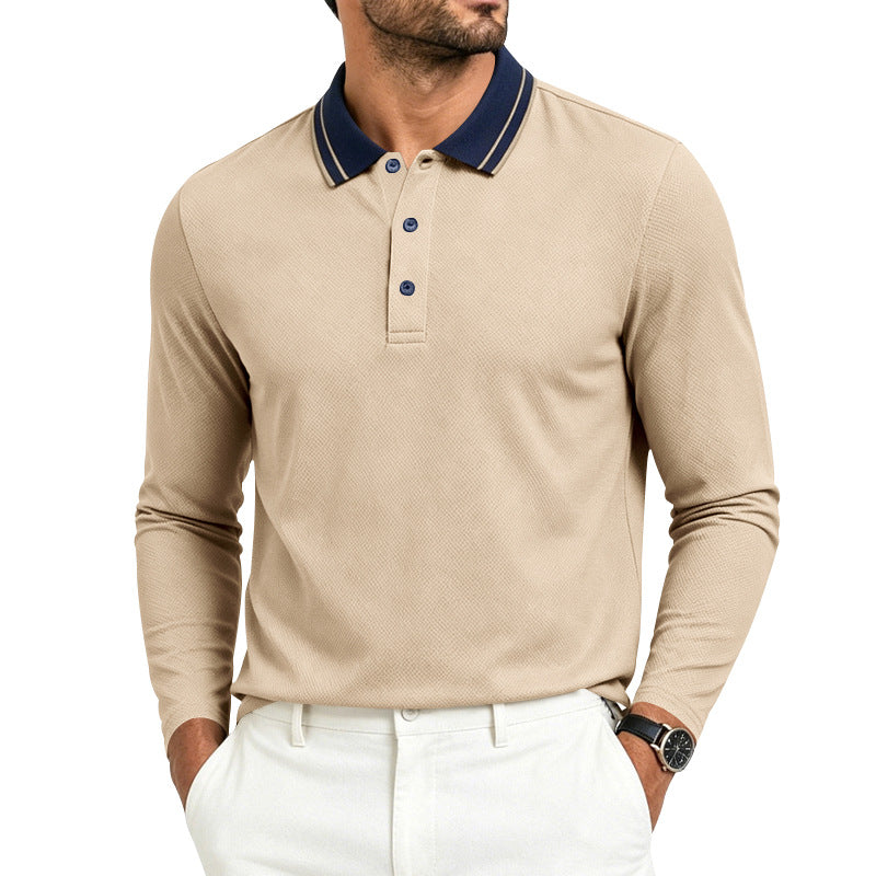 Herren Langarm-Polo in feiner Piquéstruktur mit kontrastiertem Collegekragen Shop Nory