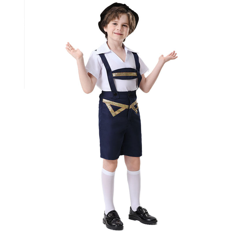 Unisex nan festliche Kinderhose mit verstellbaren Hosenträgern und Ziergürtel Shop Nory