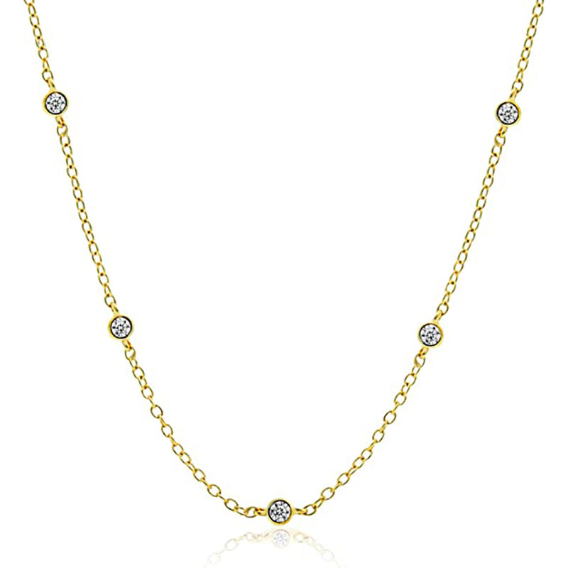 Damen Halskette mit funkelnden Zirkonia und filigranem Kettendesign Shop Nory