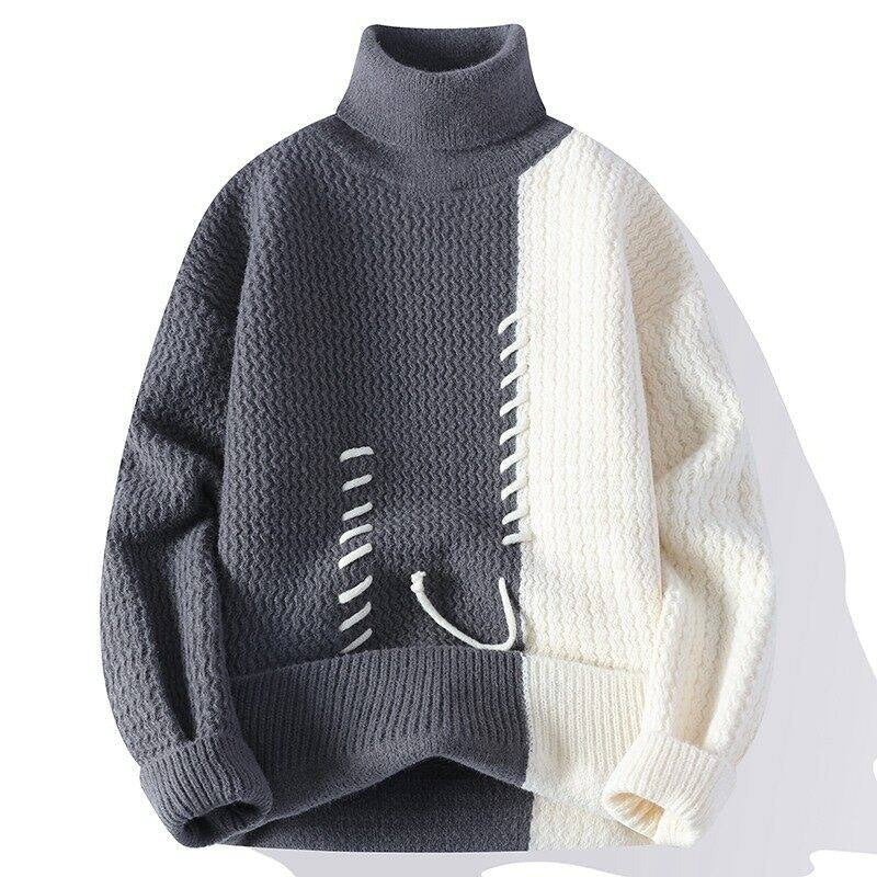 Unisex strukturierter Oversize-Strickpullover mit Zopfmuster und dekorativer Steppnaht Shop Nory