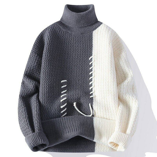Unisex strukturierter Oversize-Strickpullover mit Zopfmuster und dekorativer Steppnaht Shop Nory
