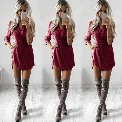 Damen Hemdkleid aus Viskose-Mischung mit tailliertem Schnitt und seitlichen Schlitzen Shop Nory