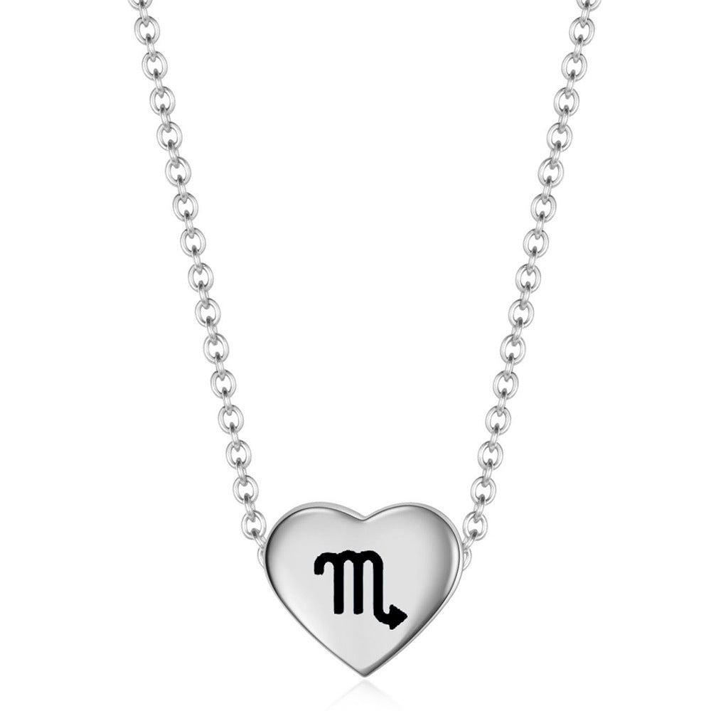 Damen Halskette mit gravierbarem Herzanhänger und astrologischem Symbol Shop Nory