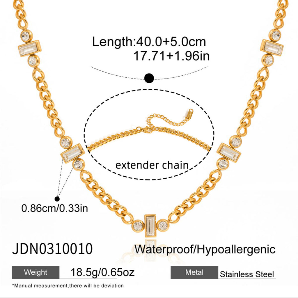 Damen Halskette mit verstellbarer Länge, hypoallergenem Edelstahl und funkelnden Zirkonia-Elementen Shop Nory