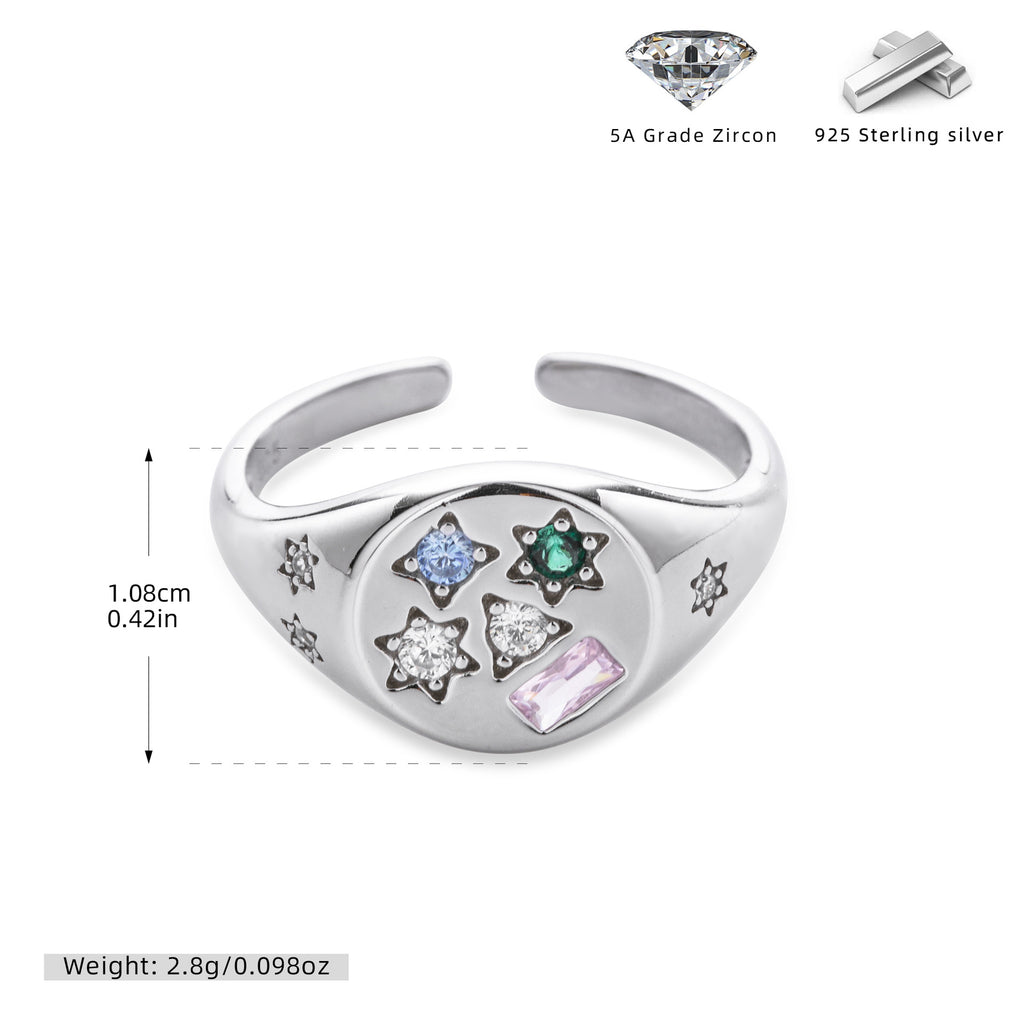Damen Ring mit funkelnden Zirkon-Akzenten im kreativen Sternendesign Shop Nory