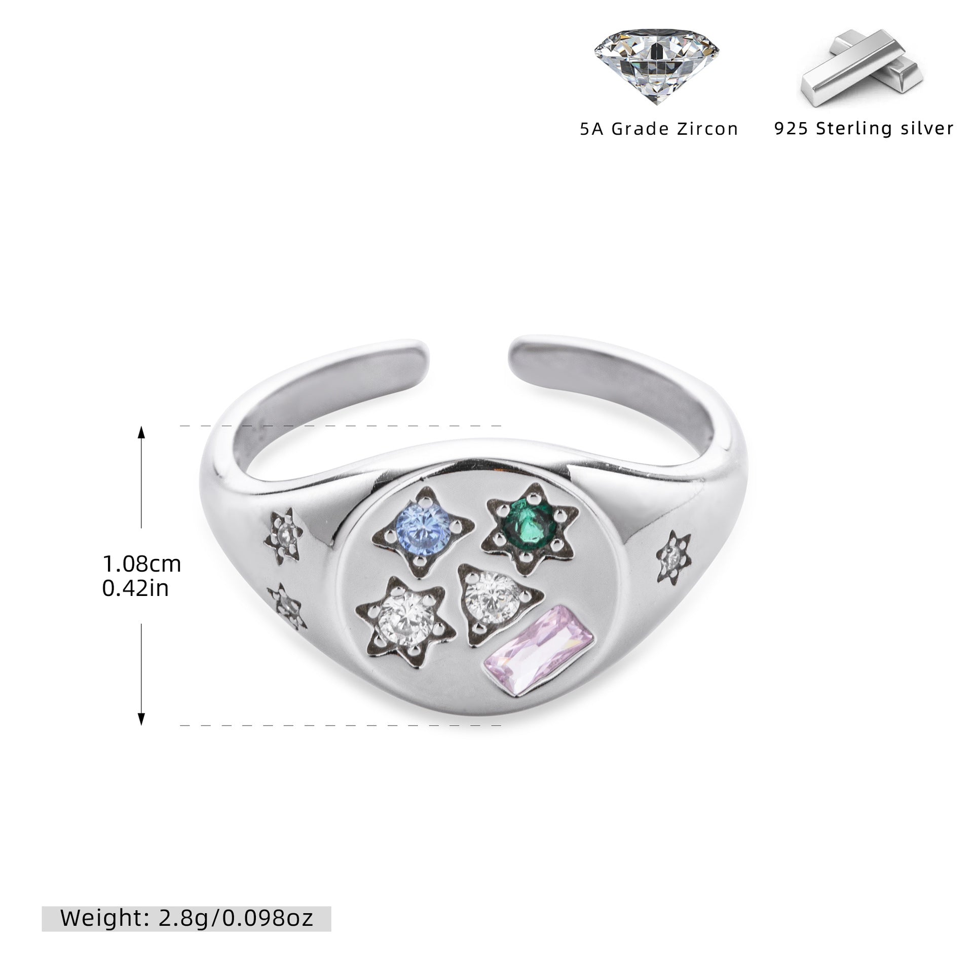 Damen Ring mit funkelnden Zirkon-Akzenten im kreativen Sternendesign Shop Nory