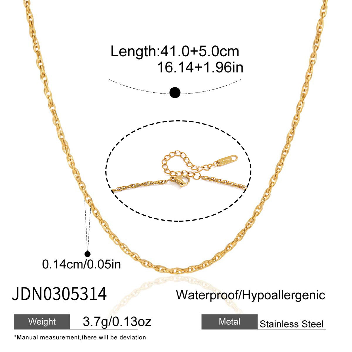 Damen Halskette mit verstellbarem Design aus hypoallergenem Edelstahl Shop Nory