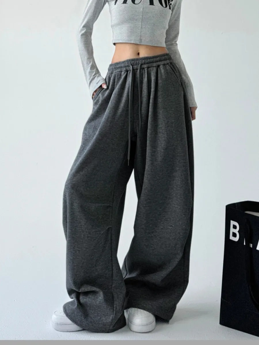 Damen nan weite taillenhohe Loungehose aus weichem Baumwollmix mit Tunnelzug und Seitentaschen Shop Nory