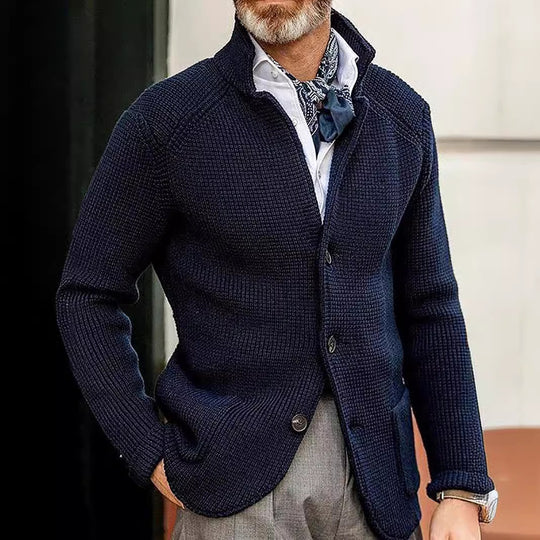 Herren Strickjacke mit Stehkragen und Strukturstrick Shop Nory