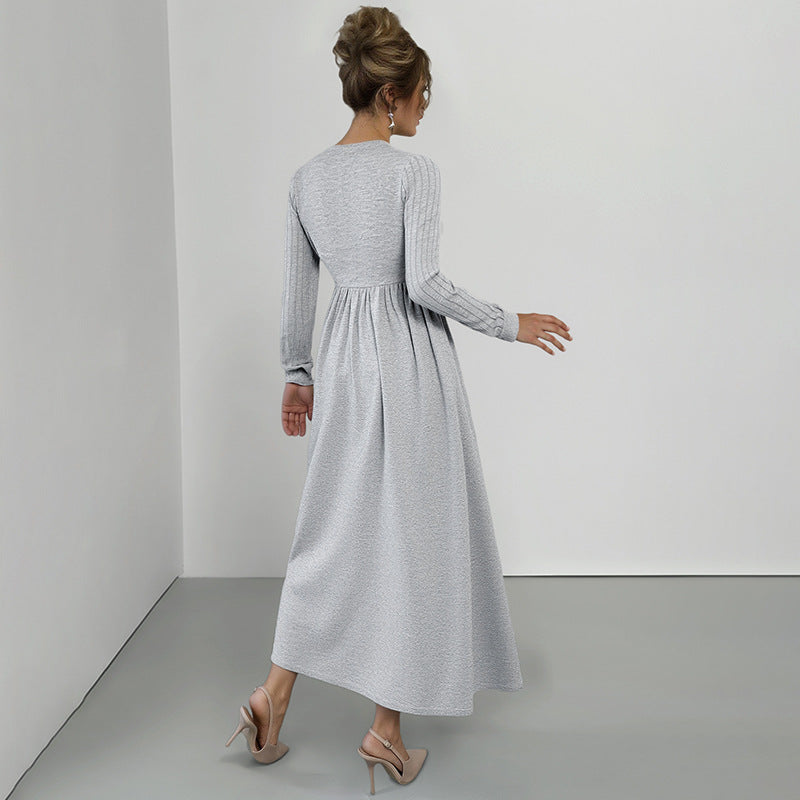 Damen Elegantes Wickel‑Maxikleid mit Spitzenbesatz, tailliertem Knotenbund und hohem Beinschlitz Shop Nory