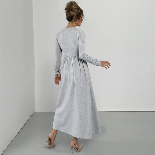 Damen Elegantes Wickel‑Maxikleid mit Spitzenbesatz, tailliertem Knotenbund und hohem Beinschlitz Shop Nory