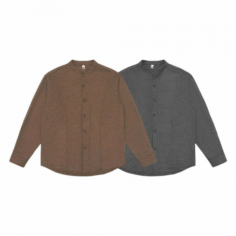 Herren Overshirt‑Hemdjacke mit Stehkragen, Hahnentritt‑Muster und gerundetem Saum Shop Nory
