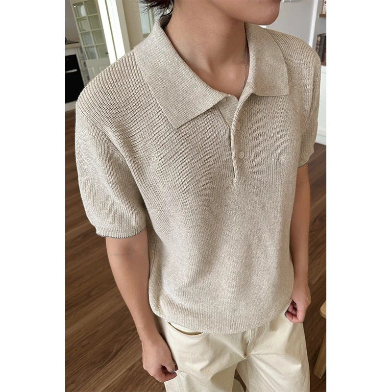 Herren Modisches Kurzarm-Polohemd mit strukturiertem StrickShop Nory