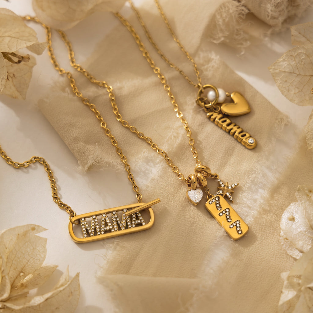 Damen Halskette mit mehrlagigem, funkelndem Anhänger und wasserdichtem Design Shop Nory
