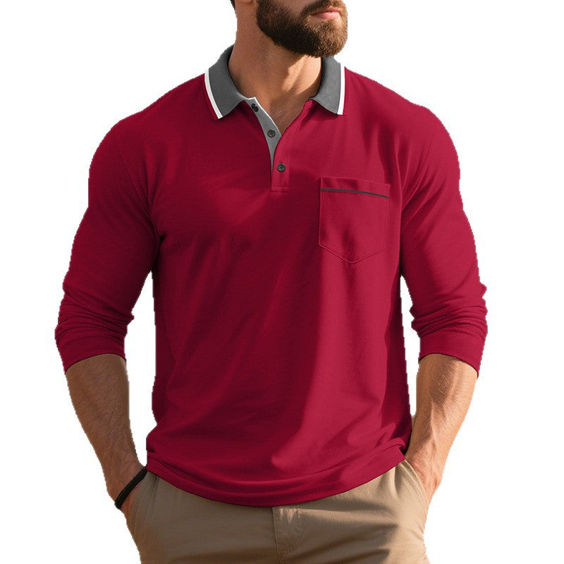 Herren Langarm Polo-Shirt aus atmungsaktivem Stoff mit modernem Kragen