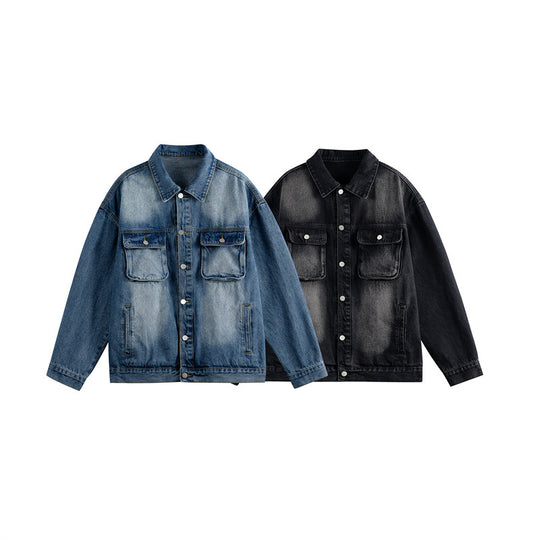 Herren Oversize-Jeansjacke mit Used-Waschung, aufgesetzten Brusttaschen und Knopfverschluss Shop Nory