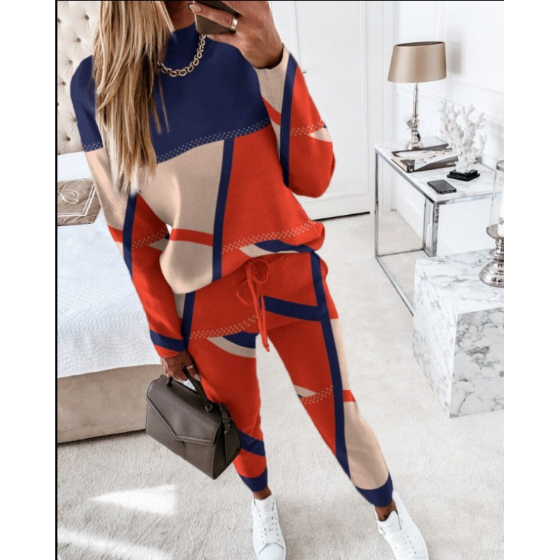 Damen trendy Sweatanzug mit grafischem Muster