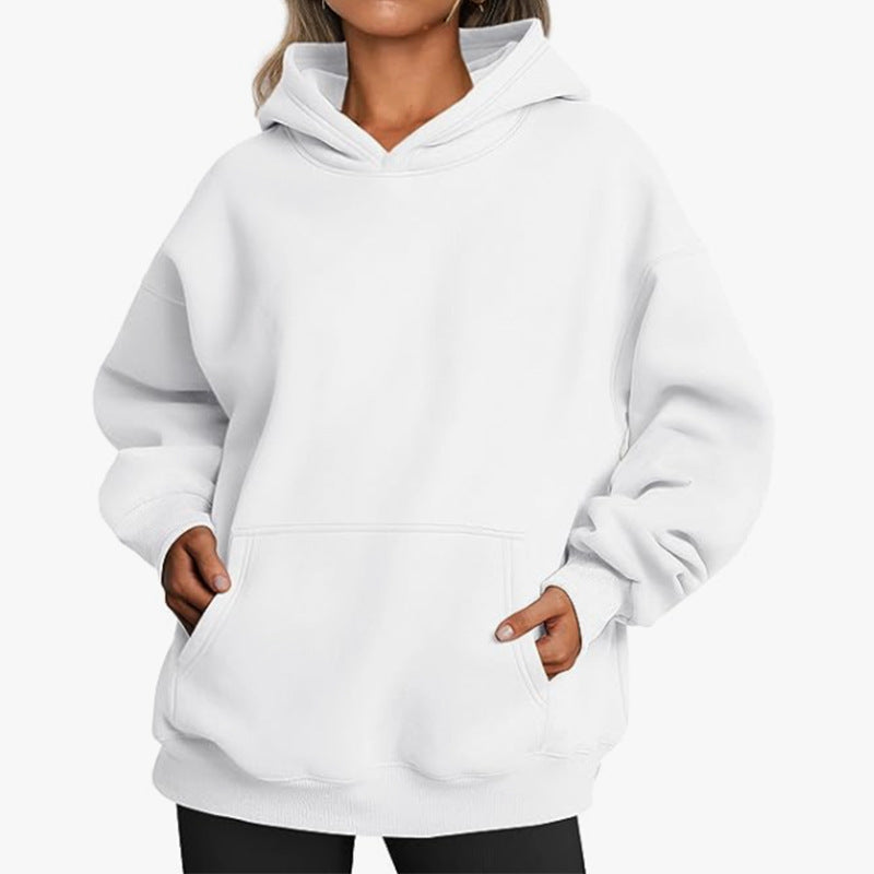 Damen Übergrößen Kapuzenpullover mit praktischen Taschen undlässigem Schnitt