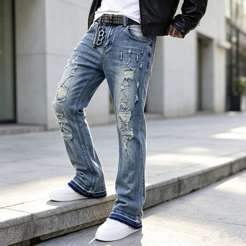 Herren Ripped Slim-Fit Jeans mit modischen Details Shop Nory
