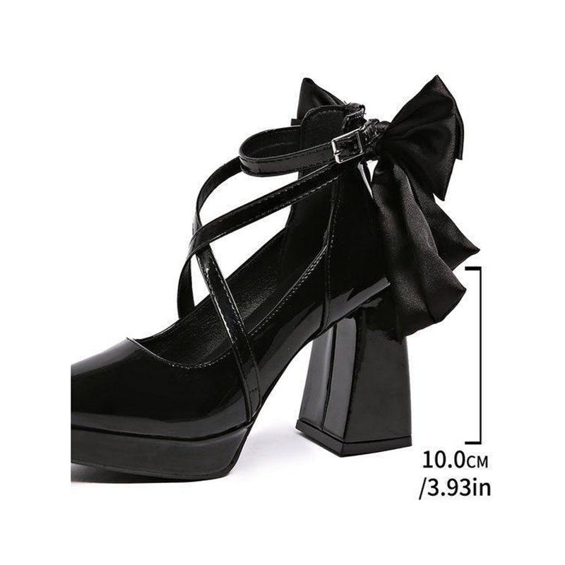 Damen elegante High Heel Schuhe mit Riemen und Schleifenverzierung
