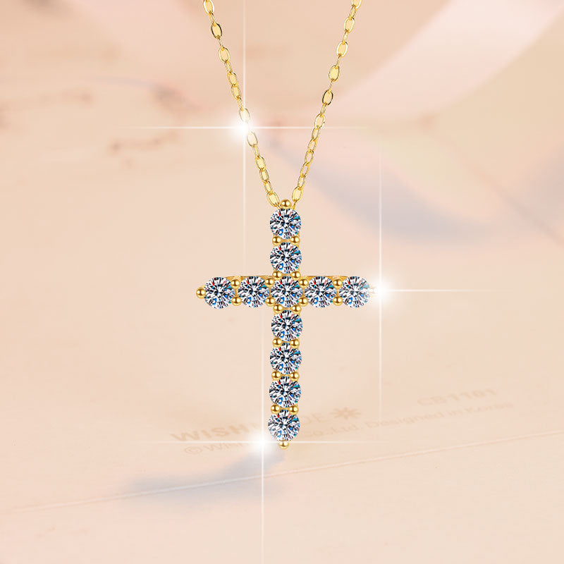 Damen Halskette mit funkelndem Kreuz-Anhänger aus kristallklaren Zirkonia Shop Nory