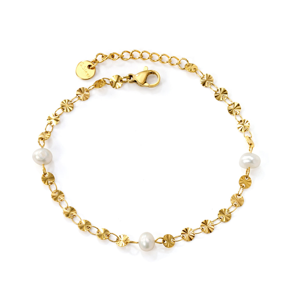 Damen Armband mit feinen Perlen und eleganten Blütenakzenten Shop Nory