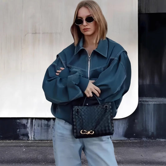 Damen lässige Oversized-Bomberjacke