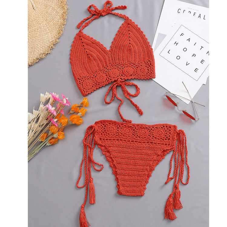 Damen Häkel-Bikini-Set mit tschedderstoff und verstellbaren Trägern
