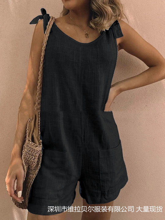 Damen Jumpsuit mit praktischen Taschen und verspielten Schulterbändern