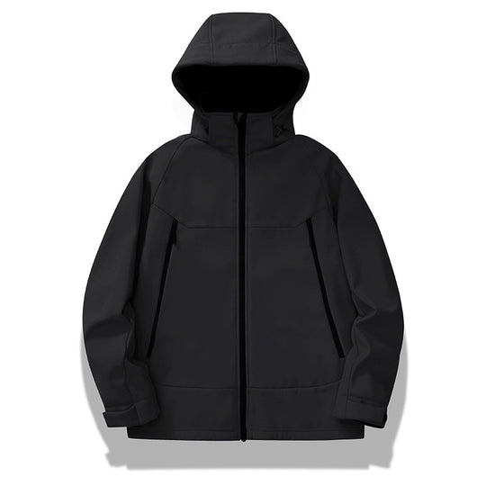 Herren technische Softshelljacke mit Kapuze, verschweißten Nähten und ergonomischem Raglanärmel Shop Nory